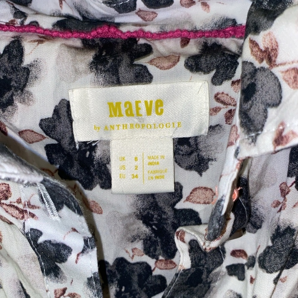 Anthro Maeve Mixed Media Motif Floral Abstract Print Button Down Blouse Shirt - Picture 8 of 11